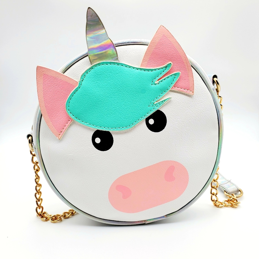 PURSE | Crossbody Canteen Unicorn White with Gold Chain